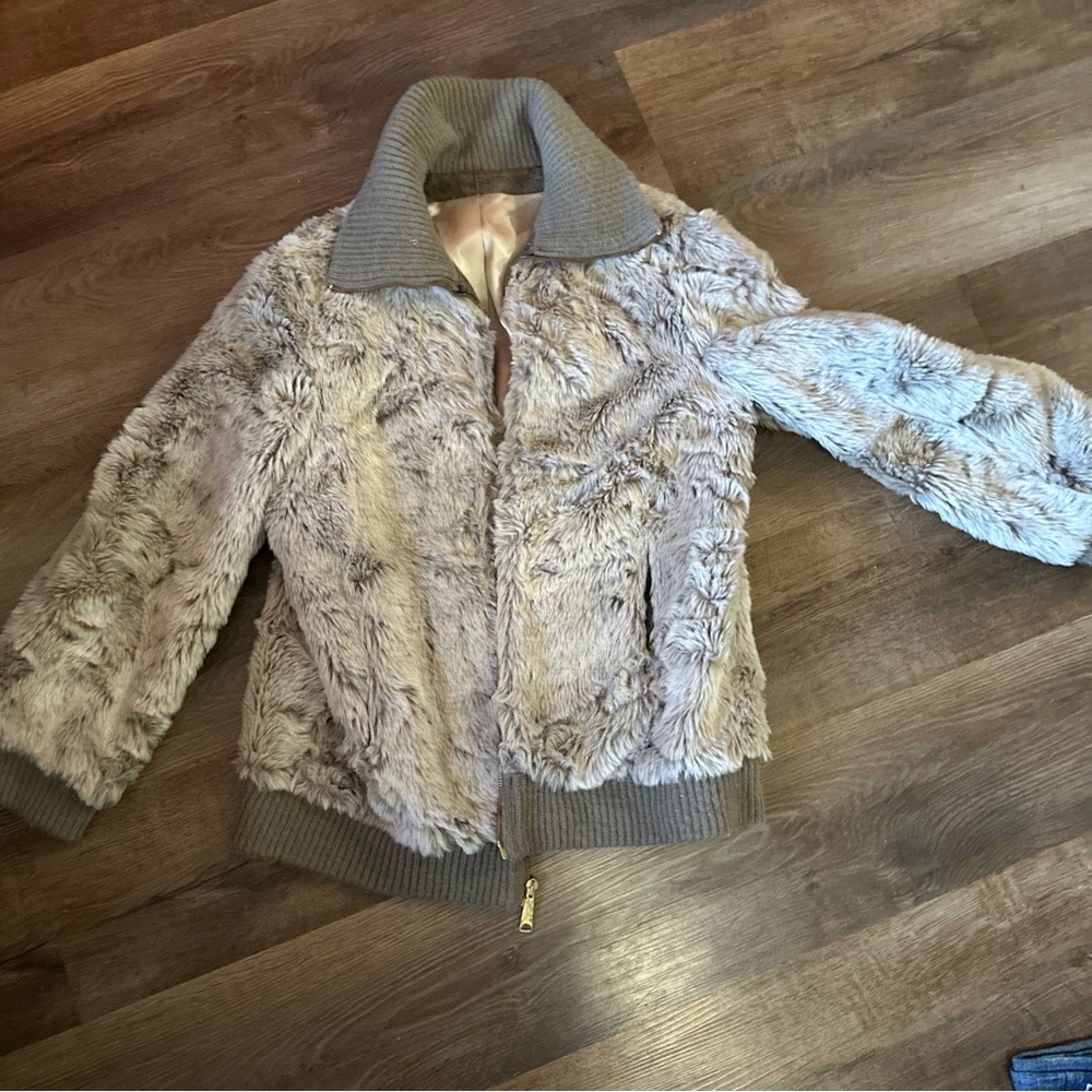 Vintage Chic Gray Faux Fur Teddy Jacket